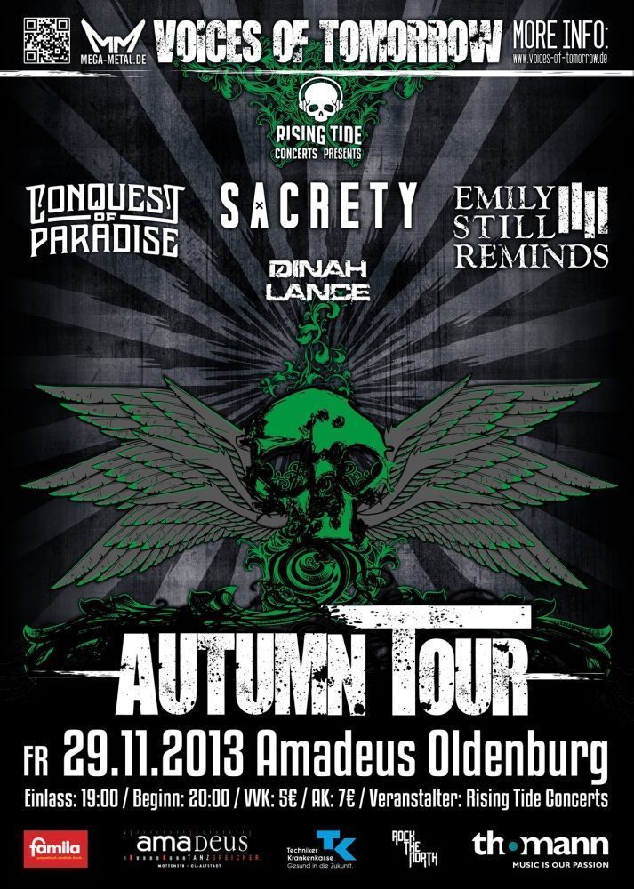 Voices of Tomorrow Tour /w Sacrety, Emily Still Reminds, ua. - Konzert - Oldenburg