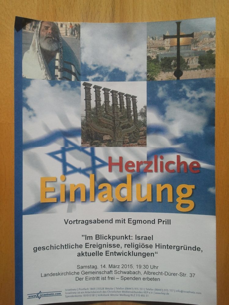 Vortrag  ISRAEL - Kleines oder selbst organisiertes Event - Schwabach