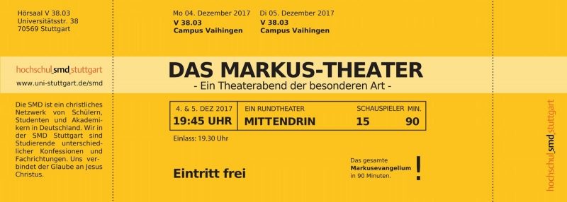 Markustheater - Seminar - Universitätsstraße 38, Hörsaal 3, S-Vaihingen