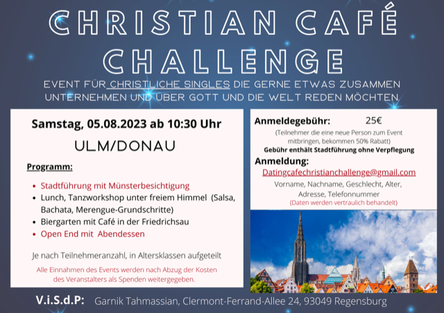 Event für christliche Singles in ULM am Samstag, den 05.08.23 - Freizeit - ULM