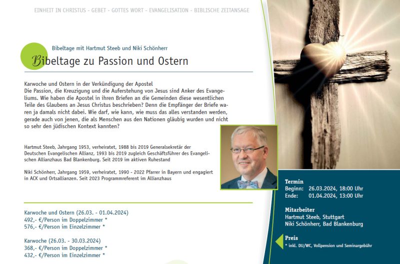 Bibeltage Passion und Ostern - Seminar - Bad Blankenburg