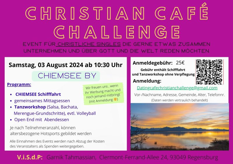 Christian Café Challenge goes to Chiemsee am Samstag, den 03. August 2024 - Gruppenevent - Cheimsee