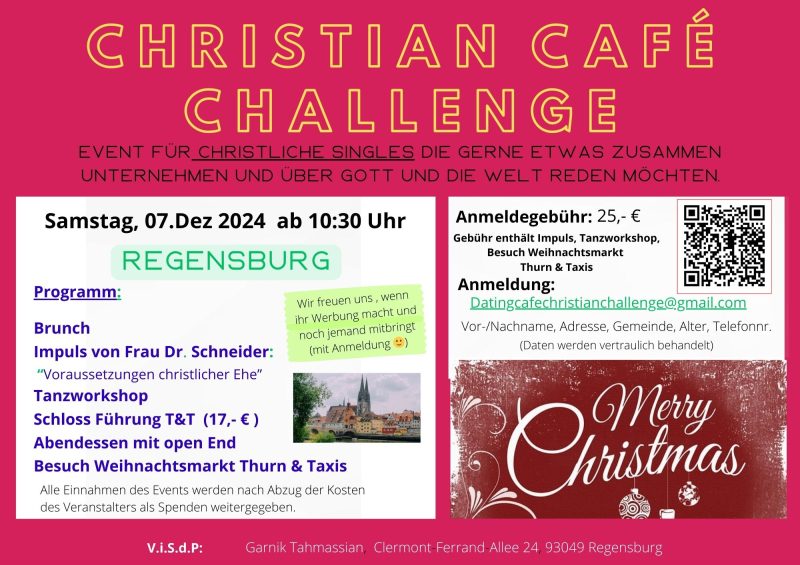 Christian Café Challenge goes to Regensburg am Samstag, den 07.Dez.24 ab 10:30 Uhr - Gruppenevent - Regensburg